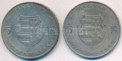 1947. 5Ft Ag "Kossuth" (2x) T:2-,3