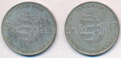1947. 5Ft Ag "Kossuth" (2x) T:2-,3