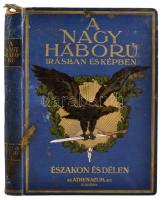 A Nagy Háború írásban és képben. Első Rész: Északon és délen IV. kötet. Bp., é. n., Athenaeum. Kiadói illusztrált, aranyozott egészvászon-kötésben, megviselt állapotban, kopottas, foltos borítóval, kissé sérült, kopottas gerinccel, gyűrött lapokkal, 248. oldal foltos.