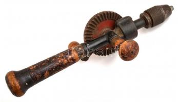 Régi kézi fúró, h:23 cm