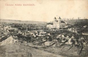 Máriaradna, Radna; látkép templommal / panorama view with church