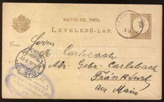 1898 Krausz György jankováci kerületi rabbi saját kézzel írott levelezőlapja / Handwritten postcard og Gy. Krausz, regional rabbi of Jankovác to Frankfurt