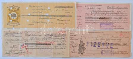 Budapest / Kispest / Vác 1906-1942. 10db-os vegyes váltó és díjkötelezvény tétel, mind kitöltött vag...