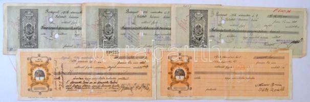 Budapest / Ujpest / Nógrádkövesd / Berczel 1906-1936. 10db-os vegyes váltó és díjkötelezvény tétel, ...