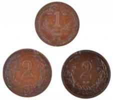 1898KB 2f Br + 1904KB 2f Br + Ausztria 1897. 1h Br T:2,2-