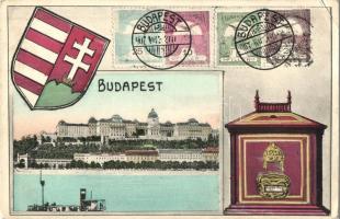 Budapest I. Királyi vár. címeres, bélyeges és postaládás montázs (EK)