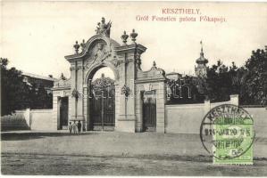 Keszthely, Gróf Festetics palota főkapuja, Mérei Ignácz kiadása, TCV card