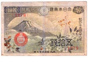 Japán 1938. 50s T:III fo. Japan. 1938. 50 Sen C:F spotted Krause 58.a