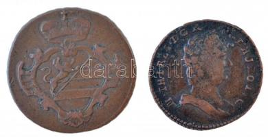 Vegyes: Ausztria 1759. 1pf Cu Mária Terézia + Olasz Államok / Gorizia 1799S 2s Cu T:2,2- Mixed: Austria 1759. 1 Pfennig Cu Maria Theresia + Italian States / Gorizia 1799S 2 Soldo Cu C:XF,VF