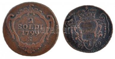 Vegyes: Ausztria 1759. 1pf Cu "Mária Terézia" + Olasz Államok / Gorizia 1799S 2s Cu T:2,2-...