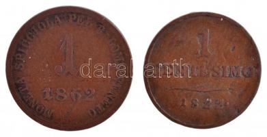 Olasz Államok / Lombardia-Velence 1822V 1c Cu + 1862A 1s Cu T:2-3 ph.
Italian States / Lombrady-Ven...