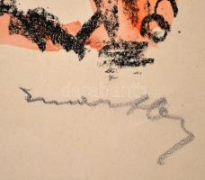 Márffy Ödön (1878-1959): Élő nő. Színezett litográfia, papír (szakadásokkal), jelzett,  29×33 cm