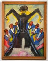 Scheiber jelzéssel: Karmester. Pasztell, papír, üvegezett keretben, 40×31 cm