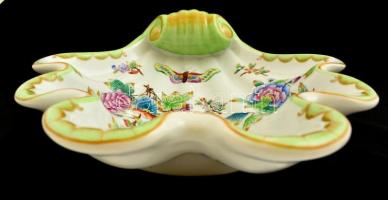 Herendi Viktória mintás kagylós kínáló, kézzel festett, jelzett, hibátlan, 21×22 cm