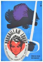 1965 Vörösmarty Magda (1933-2017): Pardaillan lovag. Francia-olasz kalandfilm plakát, hajtásnyommal, 57x39,5 cm