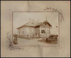 1897 Kecskemét, Katonatelep, Mathiász János lakóháza, díszes kartonra kasírozva, sérült, képméret: 16,5x23 cm