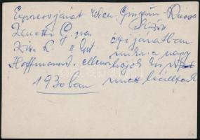 1930 Dunai expressjárat kapitánya a hajó fedélzetén, hátoldalán feliratozva, 7,5x11 cm