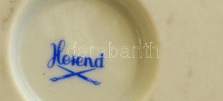 Herendi virág mintás kaspó, kézzel festett, jelzett, hibátlan, m:12,5 cm, d:14,5 cm