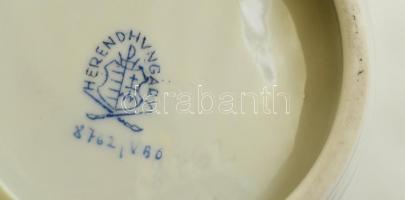 Herendi Viktória mintás kagylós tálka, jelzett, kézzel festett, kopott, d:10,5 cm