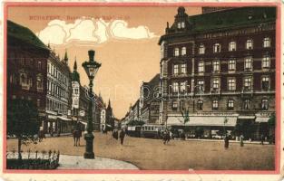 Budapest VII. Baross tér és Rákóczi út, villamos, Központi szálloda és kávéház (EK)