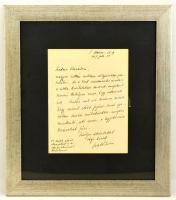 1917 Szabó Ervin (1877-1918) saját kézzel írt levele barátjának címezve, aláírva, üvegezett fém kere...