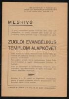 1942 Meghívó a zuglói (bosnyák-téri) evangélikus templom alapkőletételére