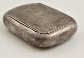 Ezüst (Ag.) szelence tartó, monogrammal, gravírozott,apró horpadással, jelzett, 8×5 cm, nettó:91 g