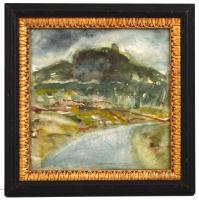 Somlai Vilma (1938-2007): Folyópart. Akvarell, papír, hátul hagyatéki pecséttel, üvegezett keretben,...