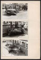 cca 1970 Budapest, Közúti balesetről készült 6 db fénykép, villamossal, busszal, papírra ragasztva, 9x13,5 cm