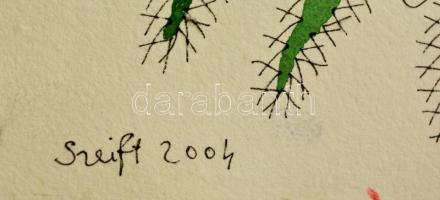 Szeift Béla (1944-2012): Vadászgyík. Vegyes technika, papír, jelzett, 30×42 cm