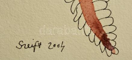 Szeift Béla (1944-2012):Madarak. Vegyes technika, papír, jelzett, 30×42 cm