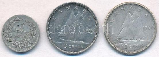 Vegyes: Hollandia 1850. 5c Ag "III. Vilmos" + Kanada 1943. 10c Ag + 1960. 10c Ag T:1-,2,2-...