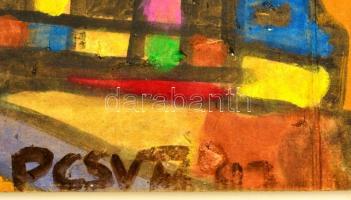 Cs. Németh Miklós (1934-2012): Színes város. Akvarell, karton, jelzett, hajtott, 27×59 cm