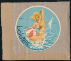 cca 1940 Balaton litográf bőrönd címke szép állapotban / Balaton Litho luggage label