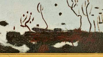 Batári László (1920-1997): Téli táj. Olaj, vászon, jelzett, üvegezett keretben, 60×80 cm