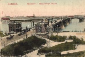 Budapest, Margit híd, villamos. Taussig A. kiadása