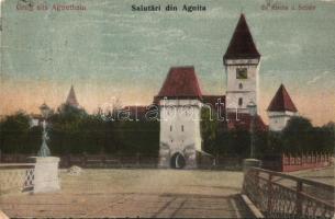 Szentágota, Agnetheln, Agnita; Ev. Kirche und Schule / church and school / templom és iskola (EK)