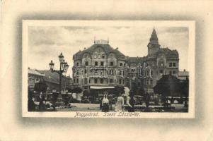 Nagyvárad, Oradea; Szent László tér, Fekete Sas szálló, piaci árusok / square, hotel, market vendors (EK)