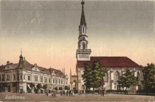 Losonc, Lucenec; utcakép templommal / street view with church vissza So. Stpl