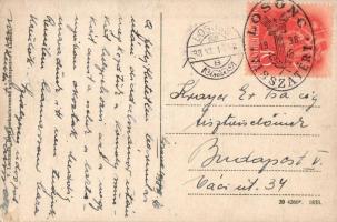 Losonc, Lucenec; utcakép templommal / street view with church "vissza" So. Stpl