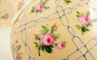 2 db kézzel festett lámpa test, egyiken a fém perem hiányzik, jelzés nélkül, hibátlan, m:36 cm