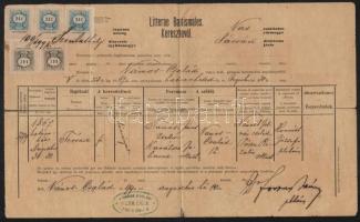 1866-1926 5 db okmány és számla, különféle okmánybélyegekkel