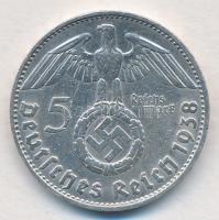 Német Harmadik Birodalom 1938D 5M Ag "Hindenburg" T:2
German Third Reich 1938D 5 Mark Ag ...