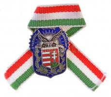 DN A magyarok istenére esküszünk a magyar címert és a turulmadarat ábrázoló zománcozott fém jelvény nemzetiszínű szalaggal (17x23mm) T:1-