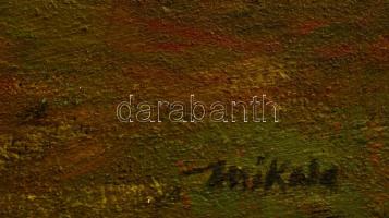 Mikola jelzéssel: Szénabálák. Olaj, farost, keretben, 29×41 cm