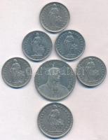 Svájc 1968-1996. 1Fr (5xklf) + 2Fr + 5Fr T:2
Switzerland 1968-1996. 1 Franc (5xdiff) + 2 Francs + 5...