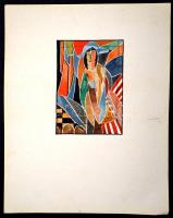 Kádár jelzéssel: Kalapos férfi. Vegyes technika, papír, 17×12 cm