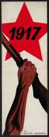 cca 1970 Kommunista mozgalmi műanyag tábla, 1917 felirattal, 40x14 cm