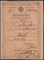 1860 Győr, Igazolási jegy, 15 kr okmánybélyeggel