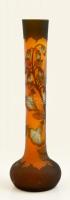 Gallé jelzéssel Hosszú nyakú váza, több rétegű, sav maratott, hibátlan, m:30 cm